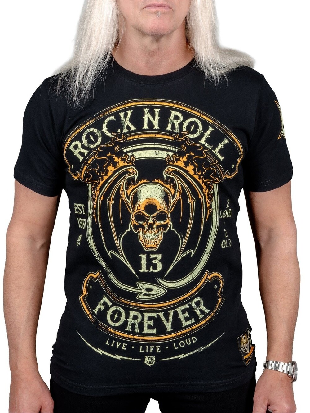 Wornstar Tee Shirt Black sz S Rock n Roll Forever Biker Rockabilly